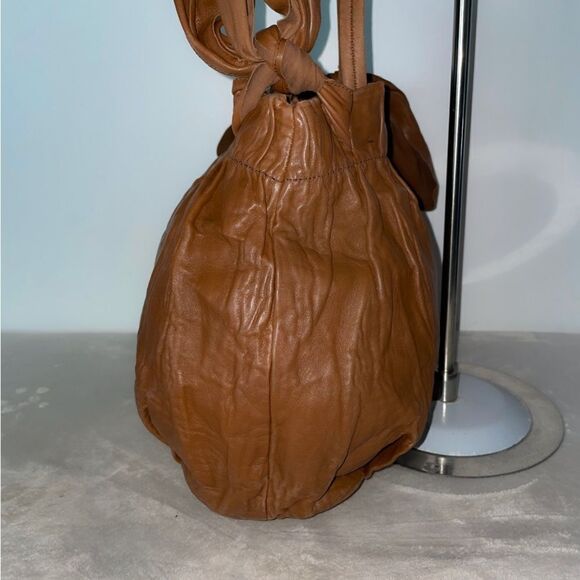 AUTHENTIC PRADA LAMBSKIN HOBO BAG CAMEL MEDIUM - Picture 6 of 15